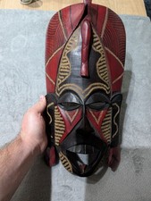 Vintage Holzmaske Afrika Kenia Jambo 1985 Handgeschnitzt Wanddeko Maske