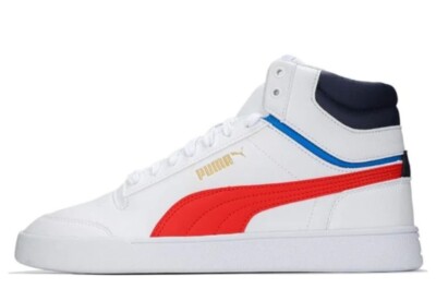 Puma Men's SHUFFLE MID Sneakers Size Color White Red NEW