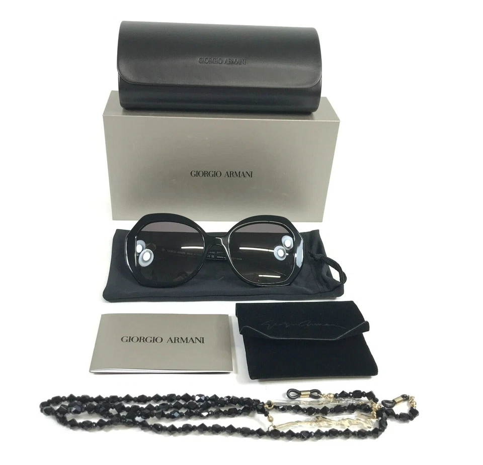 Giorgio Armani 太阳镜 AR8180 5001/11 闪亮黑色蝴蝶镜框带链条 — 第 2/4 张图片