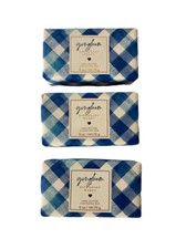 Bath  Body Works Gingham Freesia Peach Musk Shea Butter Cleansing Bar Soap x3