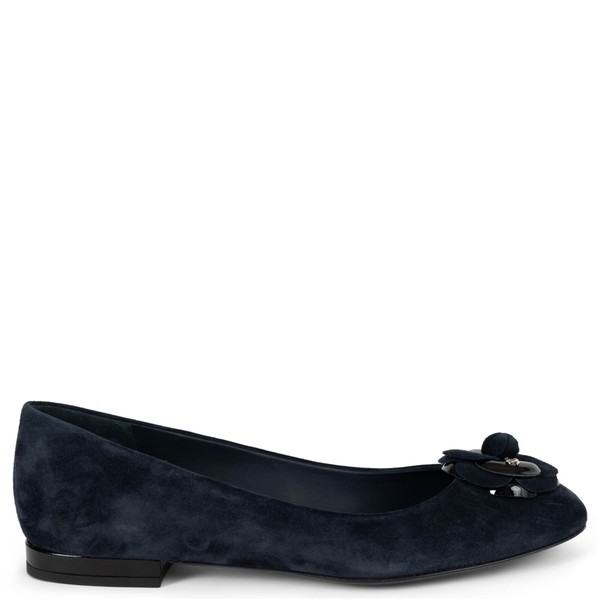 71904 authentische Chanel marineblau Wildleder 16A Rom Kamelie Ballerinas Schuhe 39
