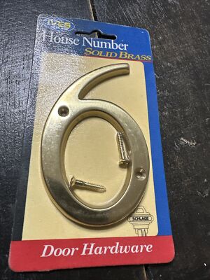 NEW Ives Artisan Solid Brass  House Number Six 6 Height - 4