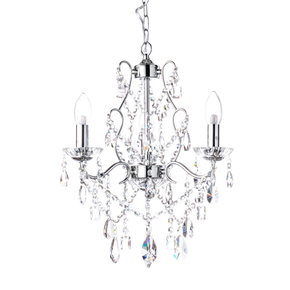 Litecraft Chandelier Bathroom Ceiling IP44 3 Light - Polished Chrome Clearance