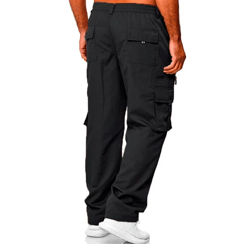 Mens Cargo Pants Lightweight Casual Summer Pants Pocket Elastic Waist Belt - Picture 10 of 19