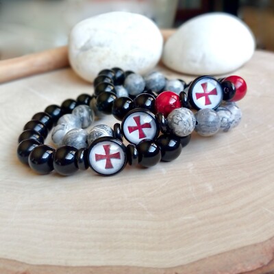 Knights Templar Bracelet, Order of Malta Cross, Crusaders Cross, Oak Island, Men