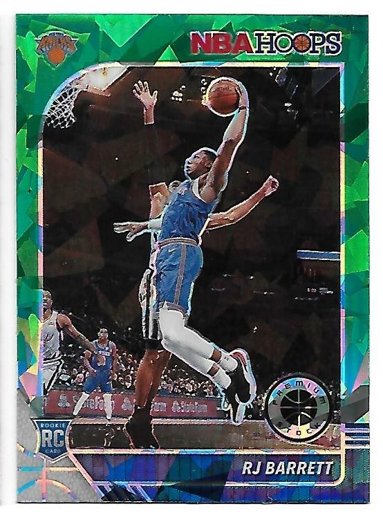2019-20 NBA Hoops Premium Stock RJ BARRETT RC Rookie Green Cracked Ice Prizm 201