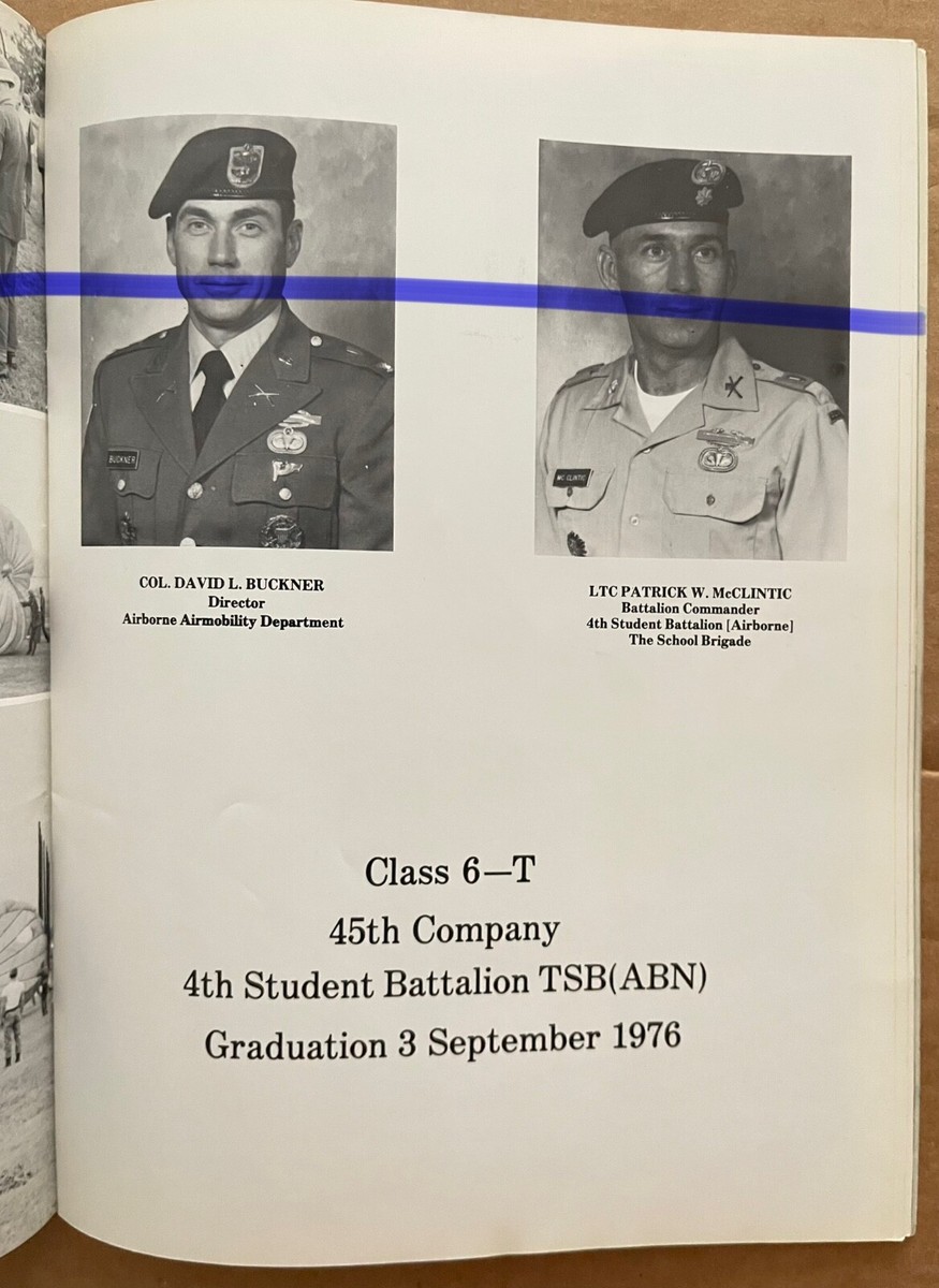 1976 US ARMY AIRBORNE JUMP SCHOOL YEARBOOK, CLASS 6-T 45TH CO