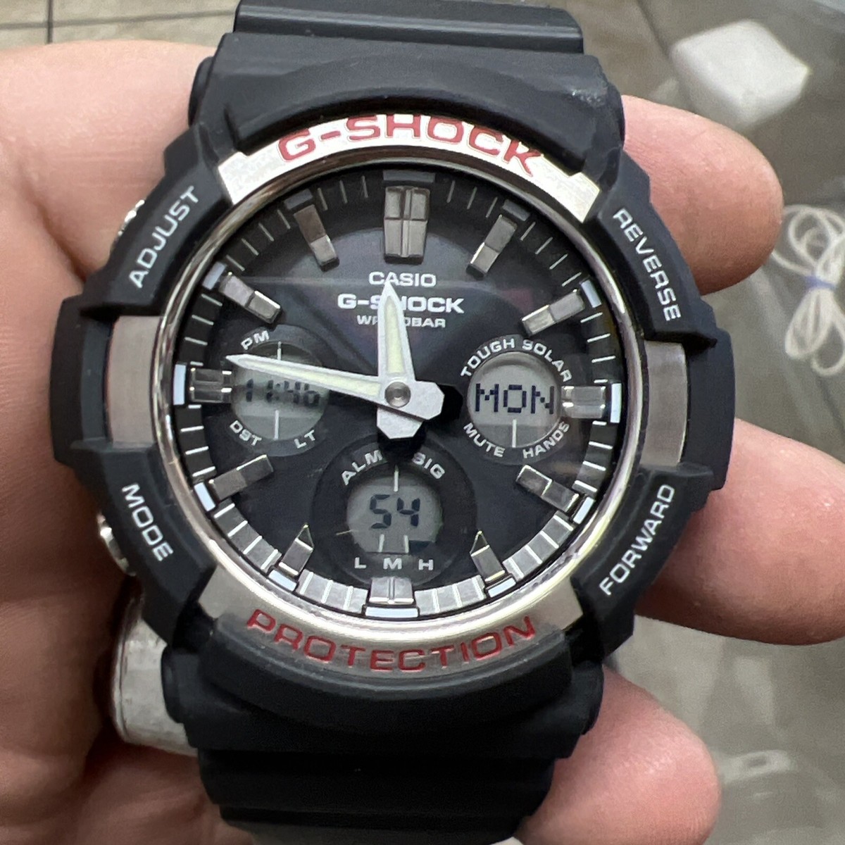 Casio Mens Watch G-Shock GAS100 Black Resin Analog Digital Tough