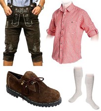 5-teiliges Trachtenset B Trachtenlederhose 46-60 Träger,Schuhe,Hemd,lange Socken