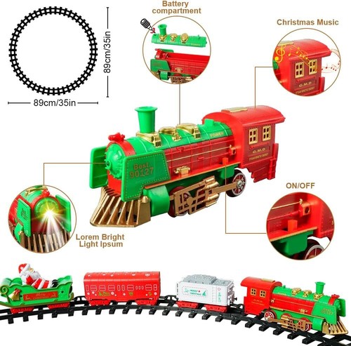 Trenino per Albero di Natale Treno con Supporto per Centro Albero con Luci Suoni - Foto 2 di 8