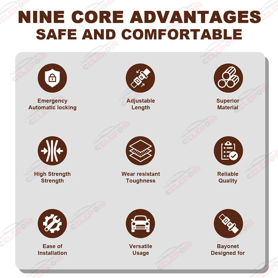 3 Point Safety Adjustable Seat Belt Straps Car Vehicle Belt for Dodge-Ram 1500 - Image 4 of 4