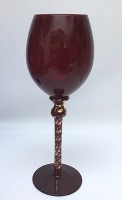 Bombay Ruby Wine Glass Gold Fleck Stem 11 1/2 