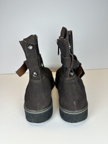 Donald Pliner Captain Boots Leather & Suede Buckle Booties Size 10 Brown - Picture 7 of 9