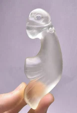 9.5CM China Hongshan Culture White Crystal Sun God Sun-God Fish Tail Pendant