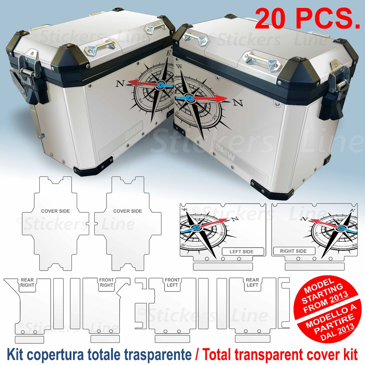 Kit COMPLETO adesivi valigie BMW R1200 R1250 GS Adventure BUSSOLA