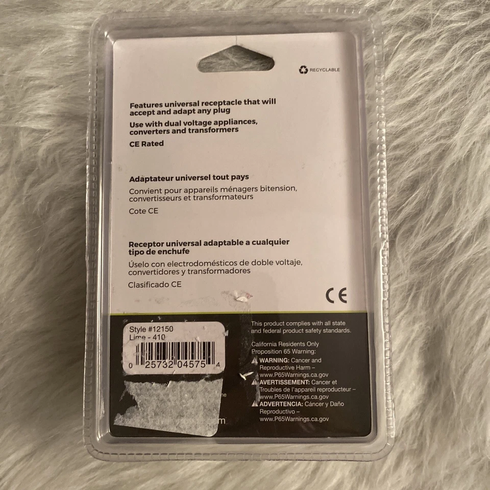 NEW Travelon Universal Grounded Adapter Plug Set Travel Lime Green - Image 2 of 2