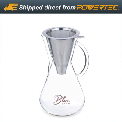 Blue Brew BB1011 Pour Over Coffee Brewer with Carafe & Permanent Filter