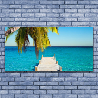 Tableau Sur Verre Tulup 140x70 Cm - Architecture, Mer, Pont, Soleil (Neuf, Moderne)