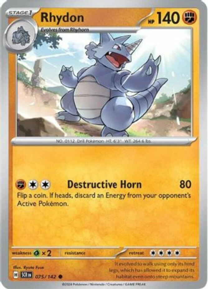 Pokemon Rhydon - 075/142 - Common NM-Mint Stellar Crown