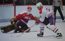 NHL HOCKEY PHOTO PRINT MATTS NASLAUND MONTREAL VS PAT RIGGINS WASHINGTON