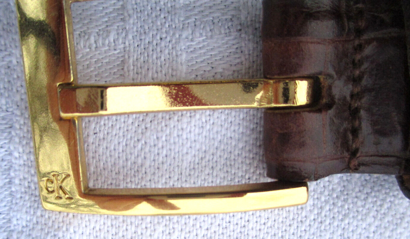 Calvin Klein Alligator Calf Leather Belt Engraved CK Logo Buckle Women's Small thumbnail 2