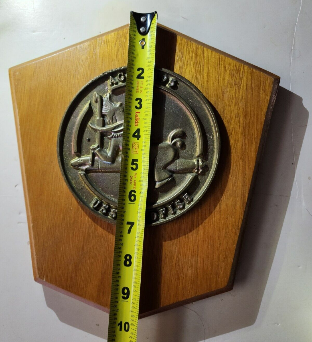 Vintage US NAVY SUBMARINE Plaque - USS REDFISH AGSS 395 - Wood w