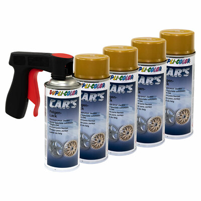Felgenlack 5 x 400 ml Lack Spray Car's Dupli Color 385902 Gold mit Pistolengriff