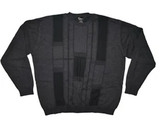 Tosani Canada Vintage Knit Sweater Size XL Gray Geometric Knit Cotton Pullover