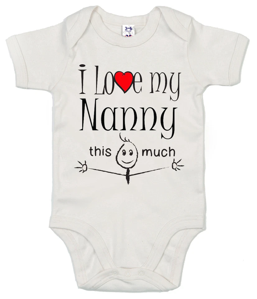 IMAGE IS EVERYTHING Funny Baby Bodysuit "I Love My Nanny This Much" Babygrow Boy Girl Grandmother