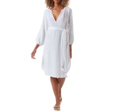 Melissa Odabash Katie White Kaftan Swim Coverup SZ M NWT