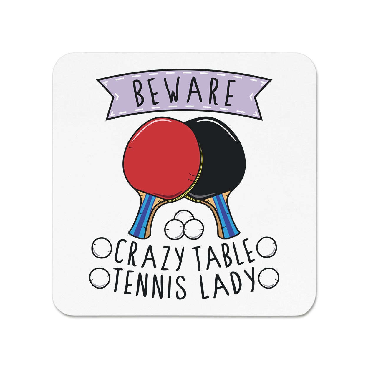 Beware Crazy Table Tennis Lady Fridge Magnet Ping Pong Sport Funny