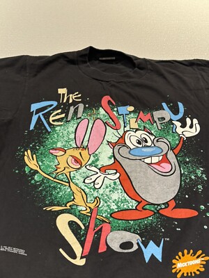 Vintage The Ren & Stimpy Changes T-Shirt Size L 1991 Black Single