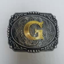 Initial Letter "G" Cowboy Rodeo Western Metal Belt Buckle 3.5" Wide
