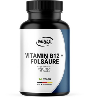 Vitamin B12 Tabletten - 400 Stk - Vitamin B 12 500µg + Folsäure 200µg - Vegan