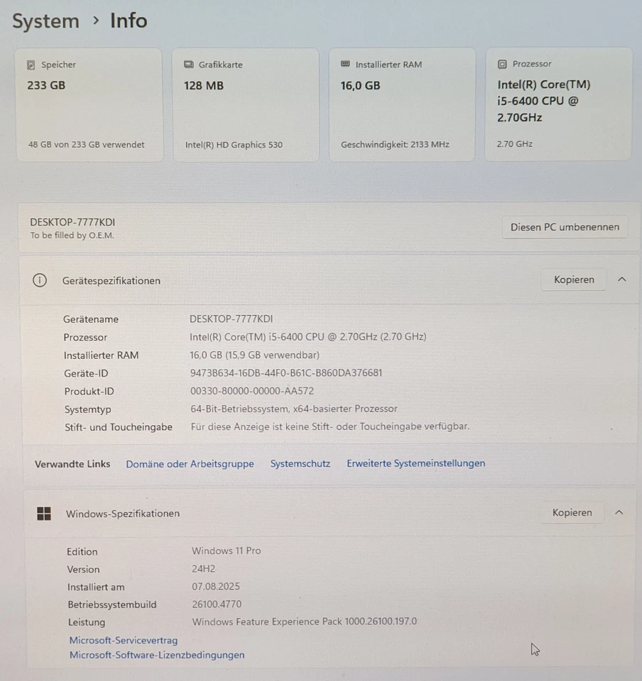 Fractal Design PC Win.11 Intel Core i5-6400 @ 2,7 GHz 250GB SSD 16GB - Bild 4 von 4