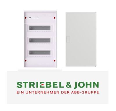 ABB Striebel & John Aufputz Verteiler AK636N3 3 reihig mit Tür AZT630 weiß
