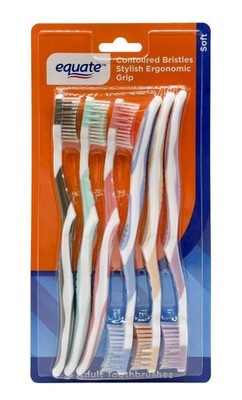Equate Manual Toothbrush with Firm Bristles, Contoured Bristle Shape + Ergonomic