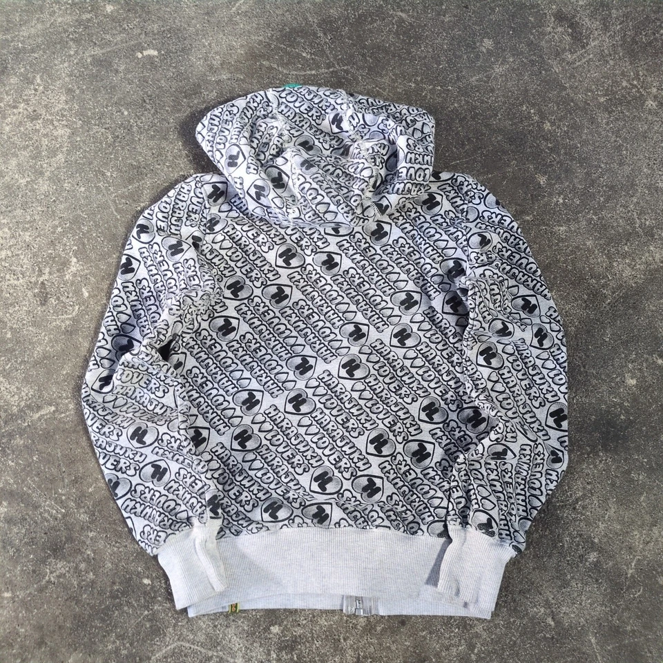 Sudadera con Capucha Harajuku Lovers Para Mujer S Gris Suéter Logo Cordón Preppy Foto 4 de 4