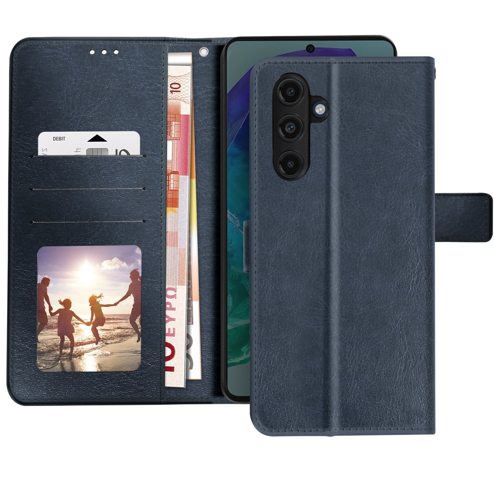 Évitez les rayures sur Galaxy M55 grâce à la coque clapet bleu