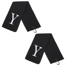 24 x 16" Personalized Golf Towels, Golf Towel with Clip Initial Y Black 