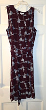 Charter Club Size XL Women's Maroon w/Gray Tassel Design Sleeveless Midi Dress