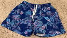 Chubbies 5.5" Line Swim Trunks Blue Dinosaur Floral Mens Size Small Drawstring