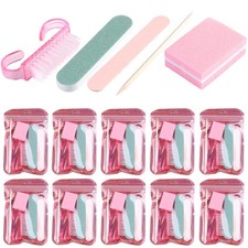 Fcozpjk Disposable Manicure Kit Basics 5PCS Nail Kit, Mini 10packs, Pink