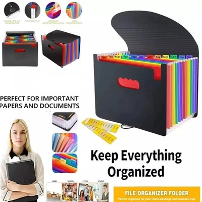 COMET A-Z Month A4 Concertina Expanding File Accordion Folder Organiser Wallet Pockets