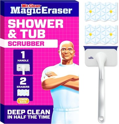 Mr Clean Magic Eraser Shower Tub Scrubber Kit Bathroom Cleaner Lemon