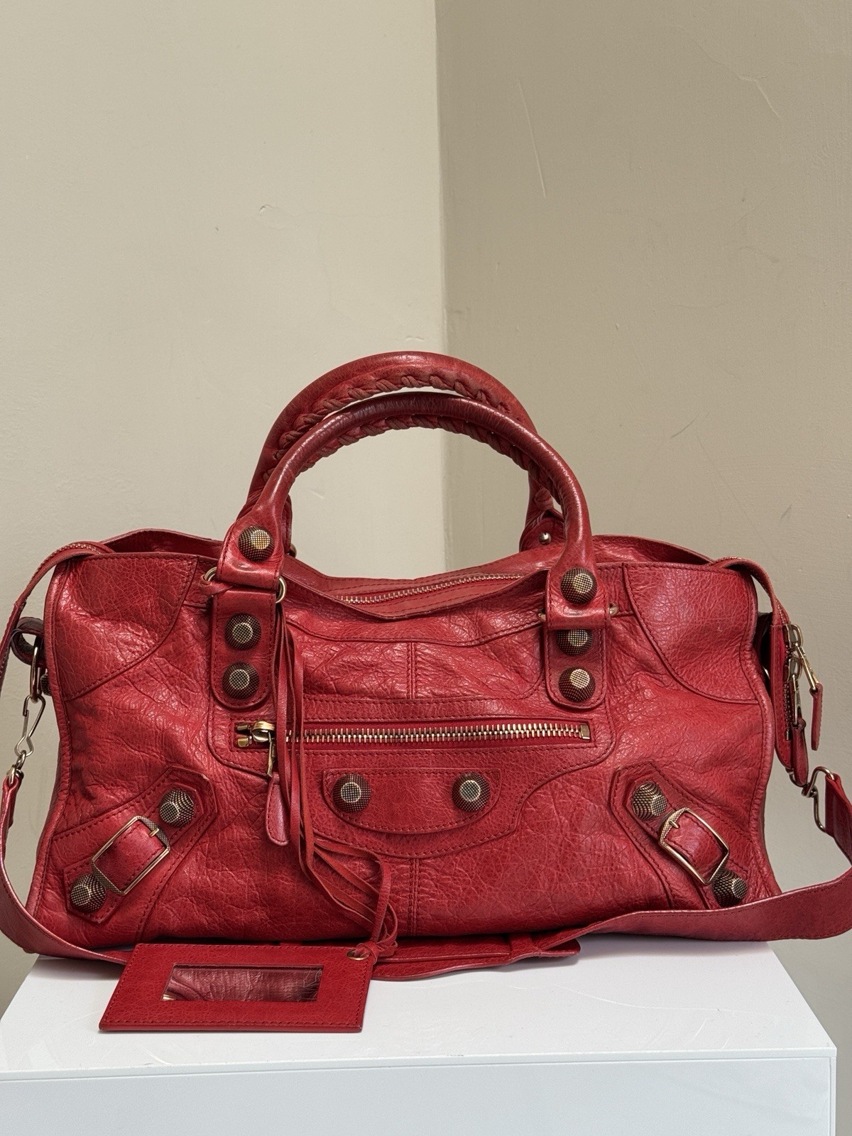 Balenciaga Part Time City Bag in Red with Rose Gold Giant Hardware