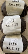 Lang Sol Luxe Cotton Polyester Ribbon Tape Yarn, Lot of 3, Metallic Brown