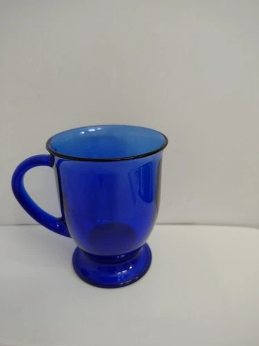 Anchor Hocking Cobalt Blue Glass Footed 12oz Mug
