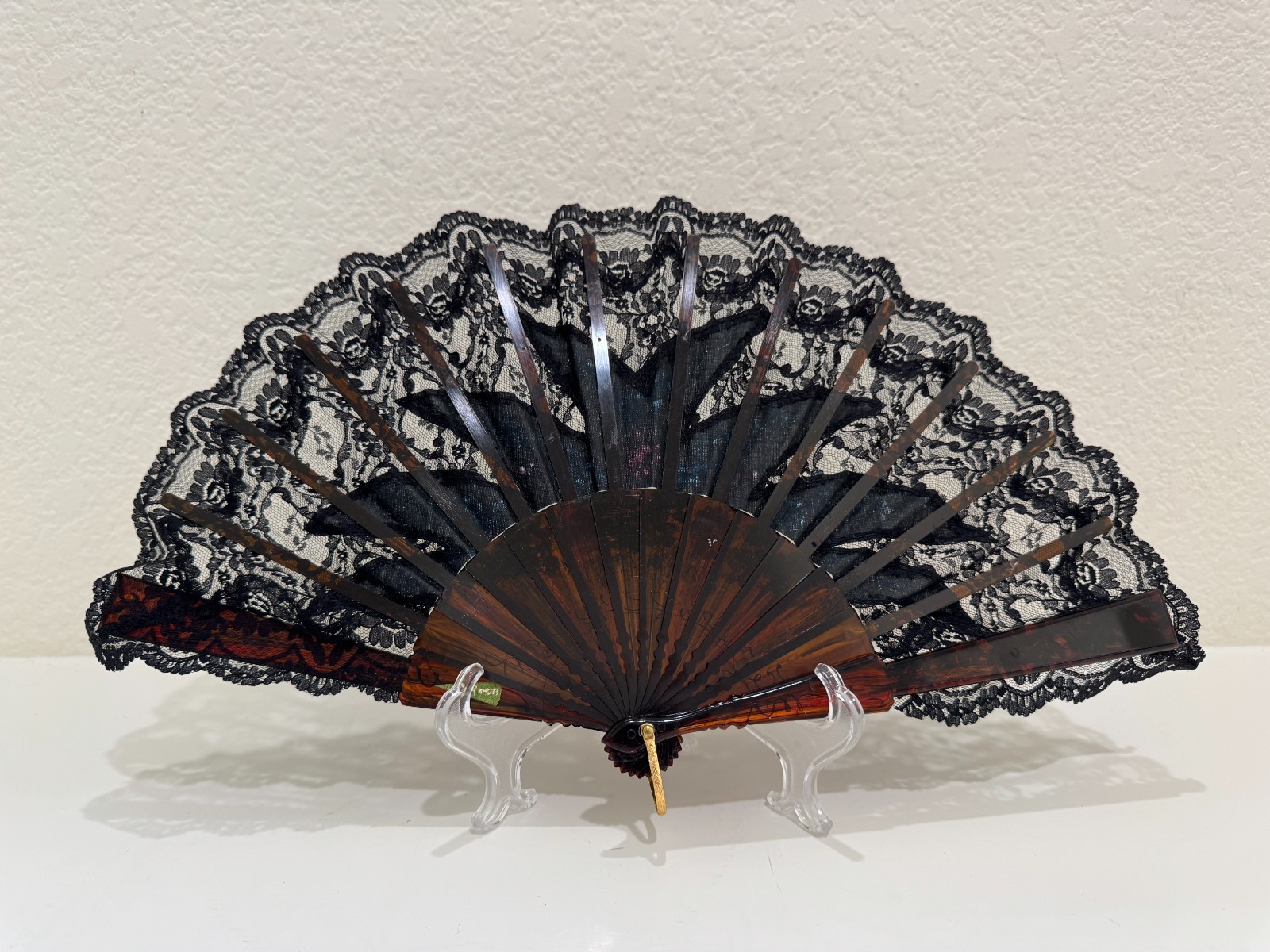 Vintage Spanish Lace Hand Fan El Corte Inglés Floral Hand Painted
