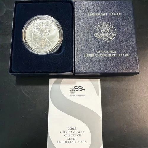 2008-W  Silver Coin American Eagle Box & COA BU Uncirculated